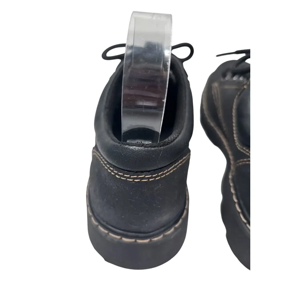 Skechers Parties - Mate Oxford Shoes Womens 8 Black Leather Lace Up Lug Sole Y2K